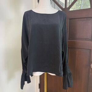 L'agence‎ Silk Blouse Lantern Sleeve w/Slit Whimsygoth | Black | Size Medium